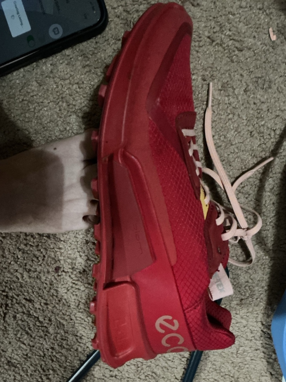 Ecco Kids Red Lace-Up Trail Sneaker